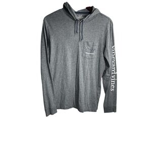 Vineyard Vines Shirt Men's S  Gray Hooded Long Sleeve Cotton Whale‎ Spellout